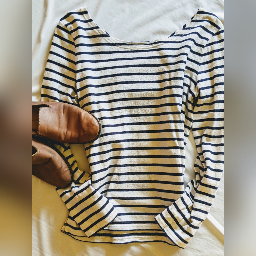 Striped boat neck sweater